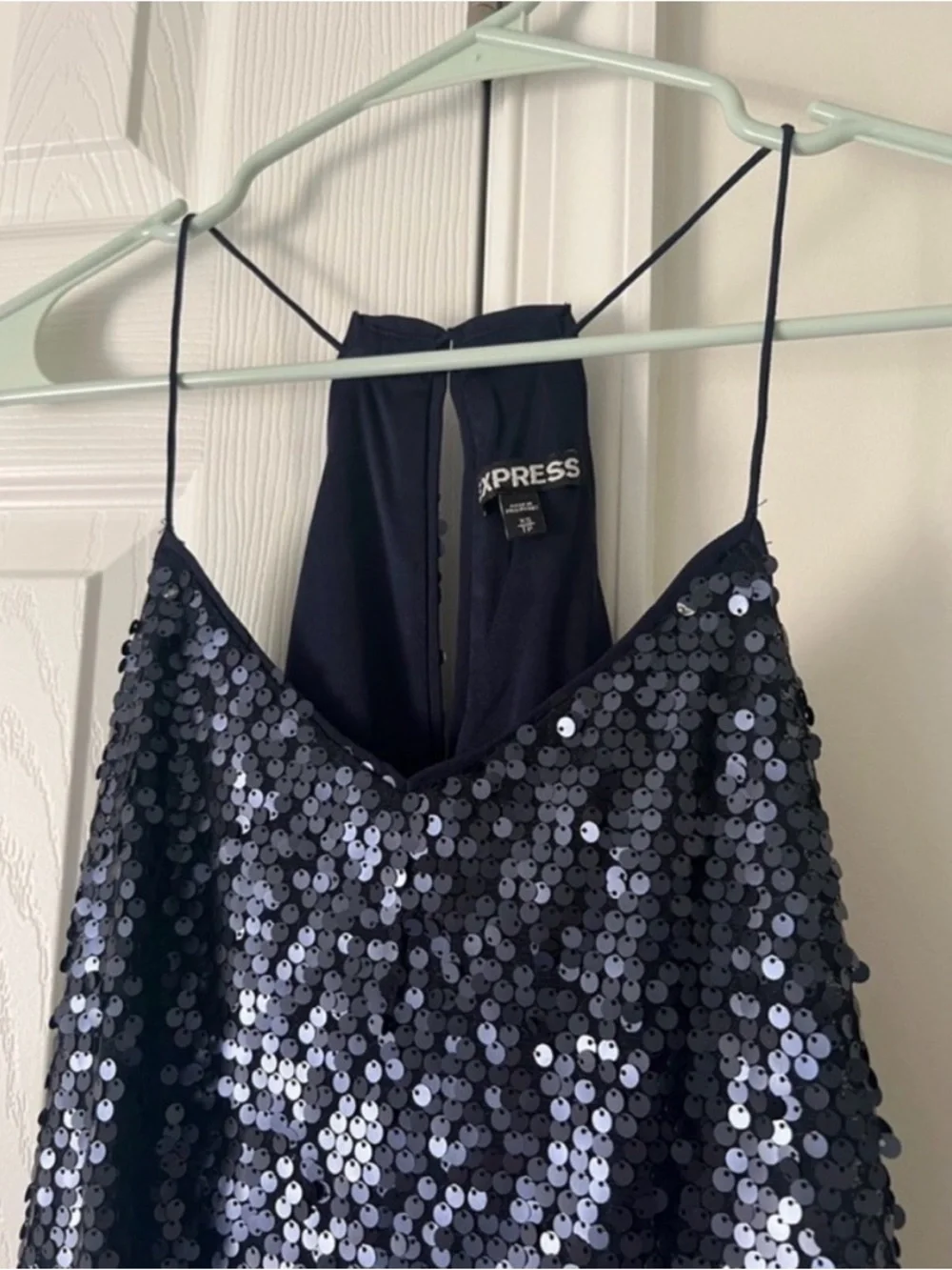 Express Navy Sequin Mini Dress XS Party Cocktail Holiday New Years - Picture 5 of 6